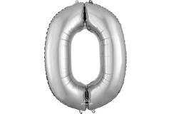 Foil Balloon - Number - 0 - Silver - 86 cm
